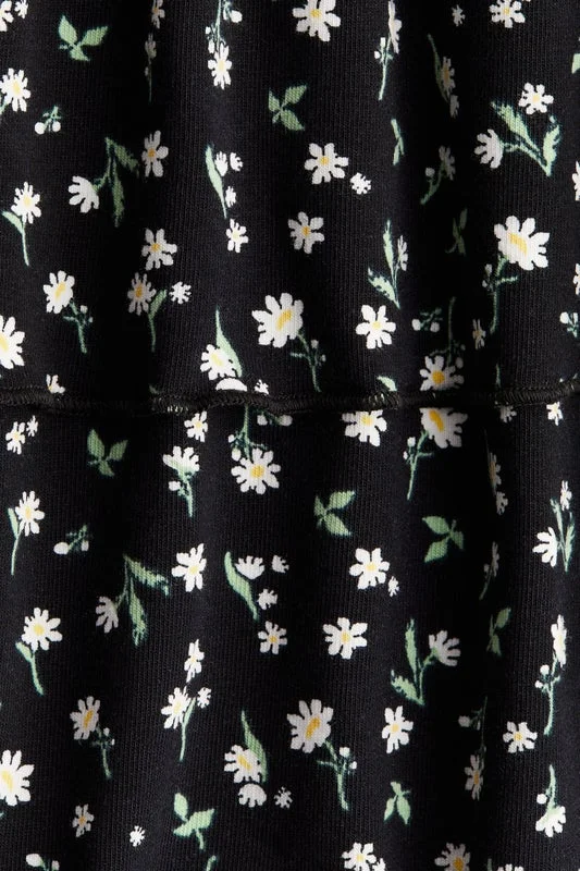 H&M Black/Floral Tiered foldover-waist skirt for Women | Best Price UAE